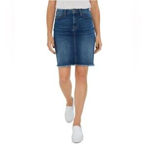 JEN7 denim skirt 7 for all Mankind frayed hem jean skirt  sz 2 preppy cute EUC